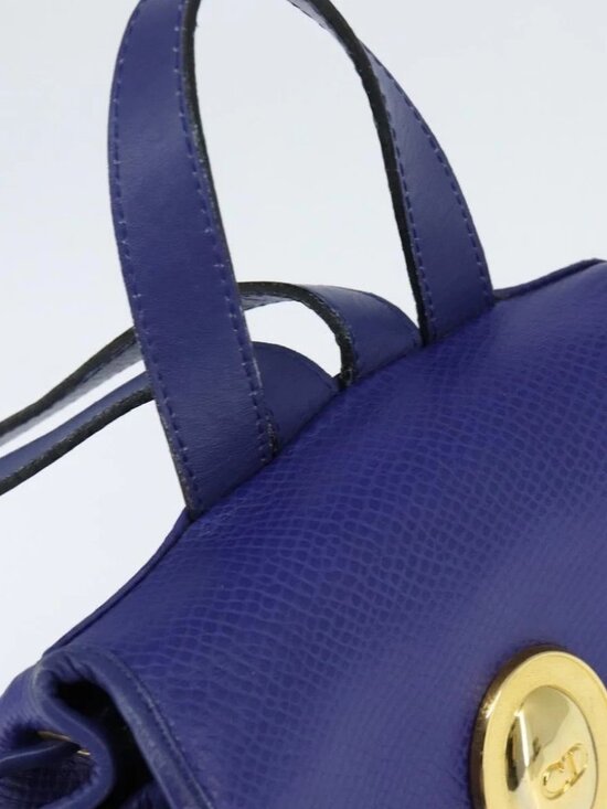 Christian Dior Backpack Leather Blue Gold Auth main image 5